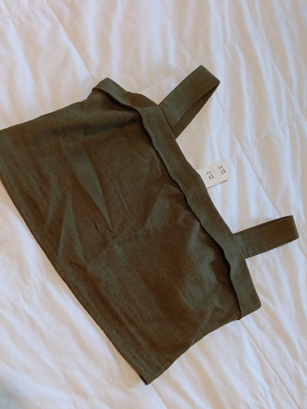 Abercrombie Linen Olive Green Crop Tank with Wide Straps